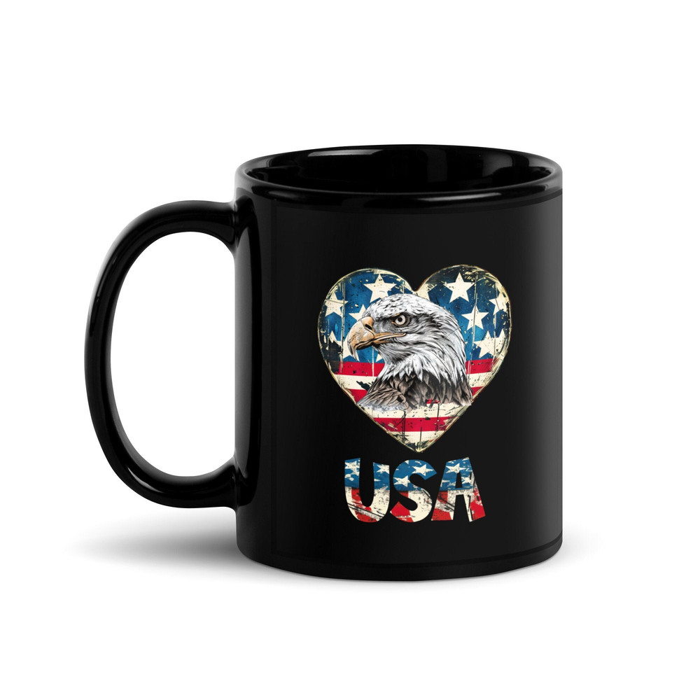 Patriotic American Eagle Mug, I love USA Mug, US Independence Day Gift, American Pride, American Flag, Stars and Stripes, July 4th, For Her.jpg