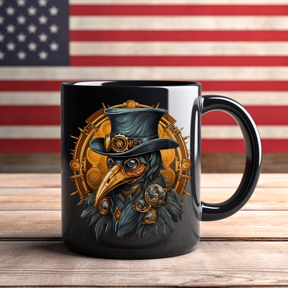 Plague Doctor Mug, Cool Mug, Coffee Mug, Tea Mug, Hot Chocolate Mug, Gift For Him, Gift For Her, Black Ceramic Mug (11oz, 15oz).jpg