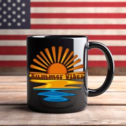 retro sun mug, summer vibes mug, trendy sun mug, ocean scene mug, vacation vibes mug, sunny day mug, waterfront mug