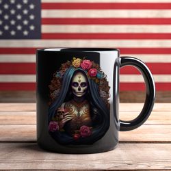 santa muerte mug, holy death mug, dark and mystical mug, symbol of strength, santa muerte devotees delight, gift for her