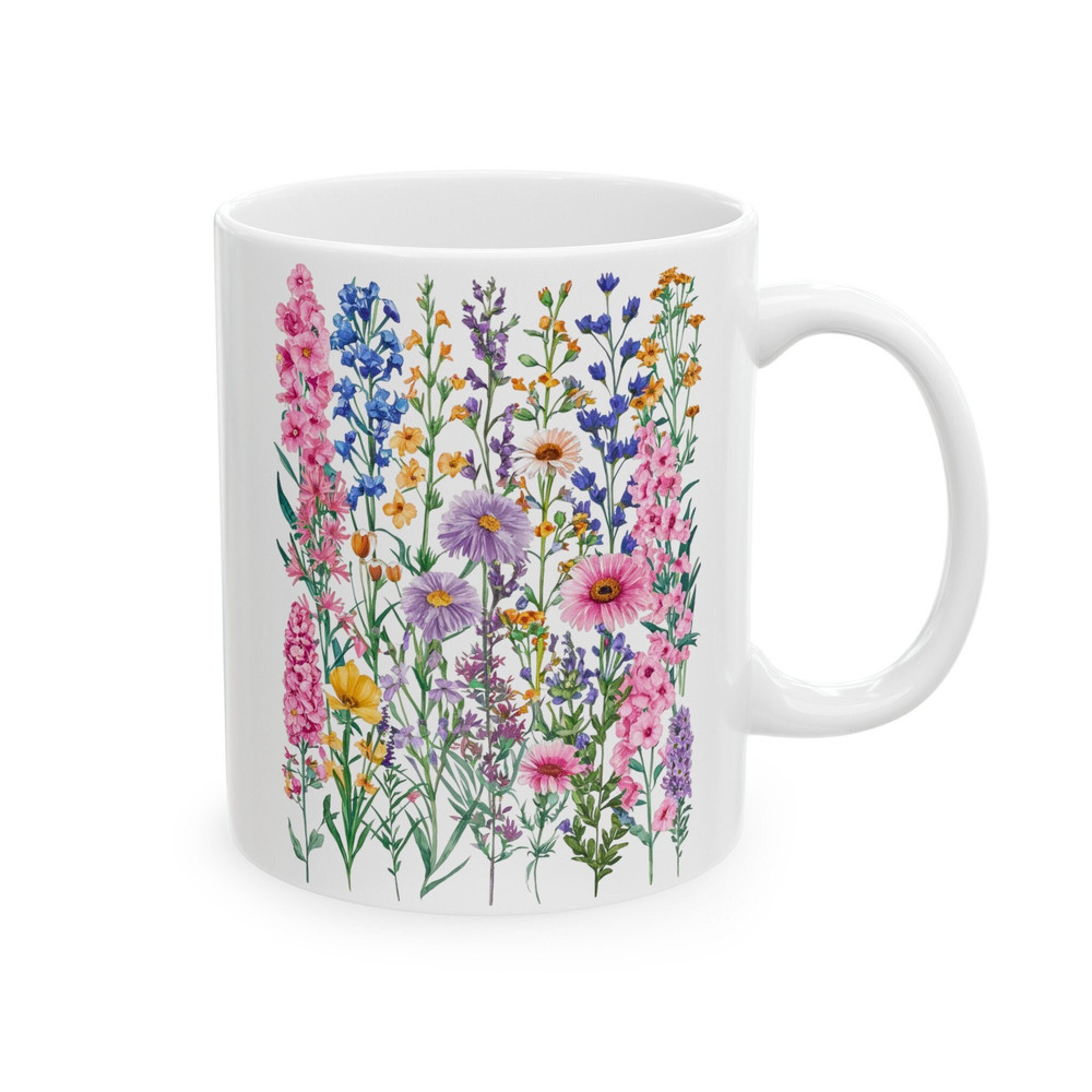 Stemmed Flower Mug, Floral Coffee Mug, Botanical Print Mug, Floral Inspired Mug, Garden Themed Mug, Elegant Flower Mug, Trending Mug.jpg