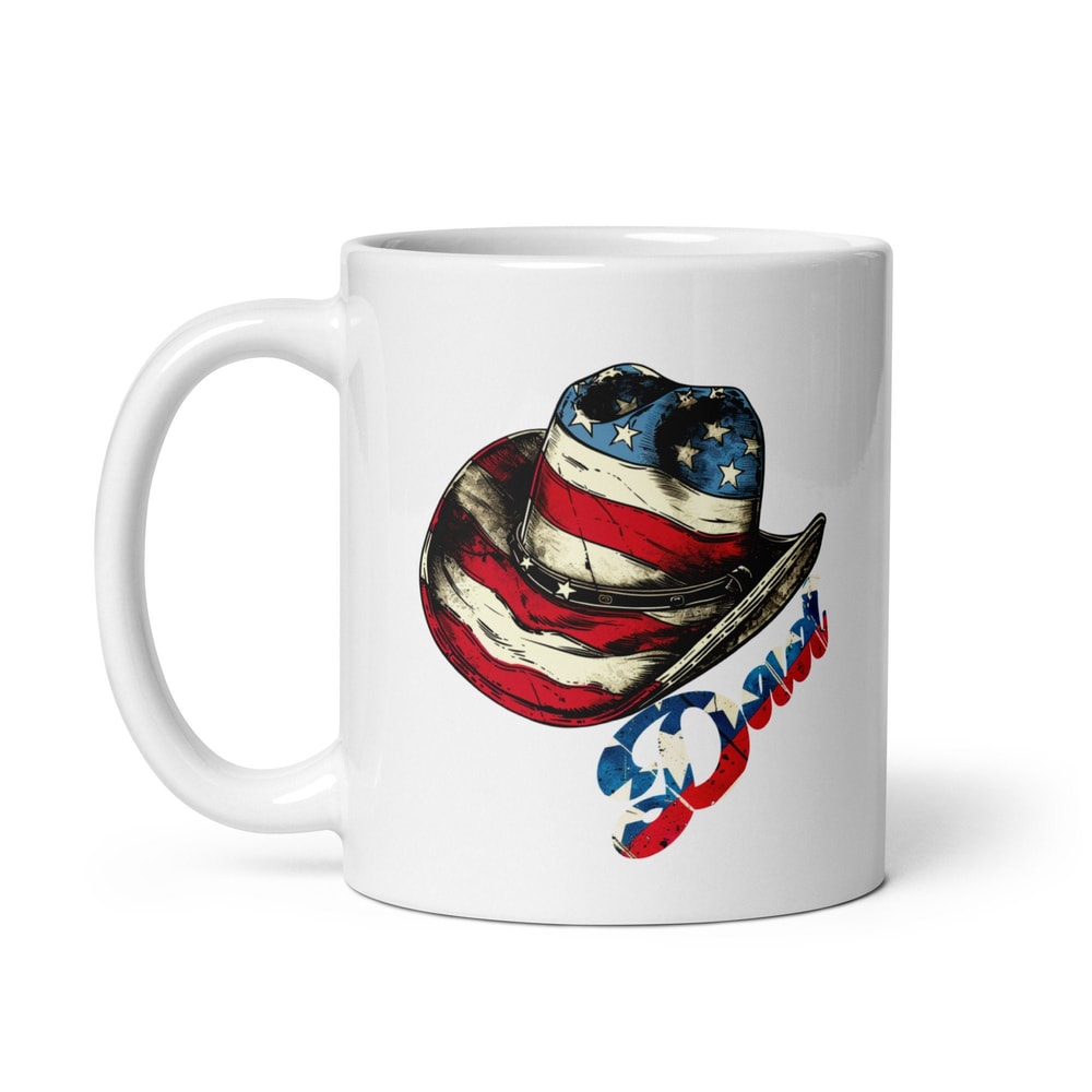 Western Patriotic Dad Mug, Cowboy Hat Mug, USA Mug, 4th of July Mug, Independence Day Gift, Fathers Day Gift, Dads mug, Dad Gift, Cowboy Dad.jpg