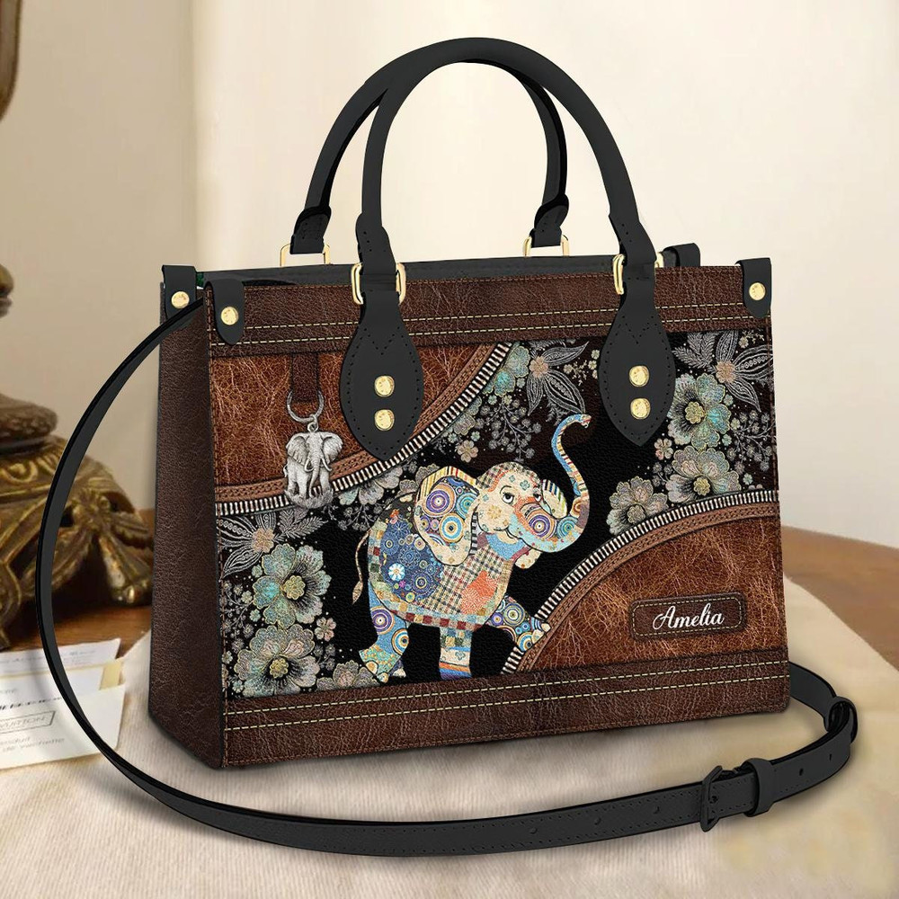 Elephant Personalized Leather Bag, Crossbody Bag, Woman Shoulder Bag, Gift for girlfriend, Shopping Bag TD_TL110506.jpg