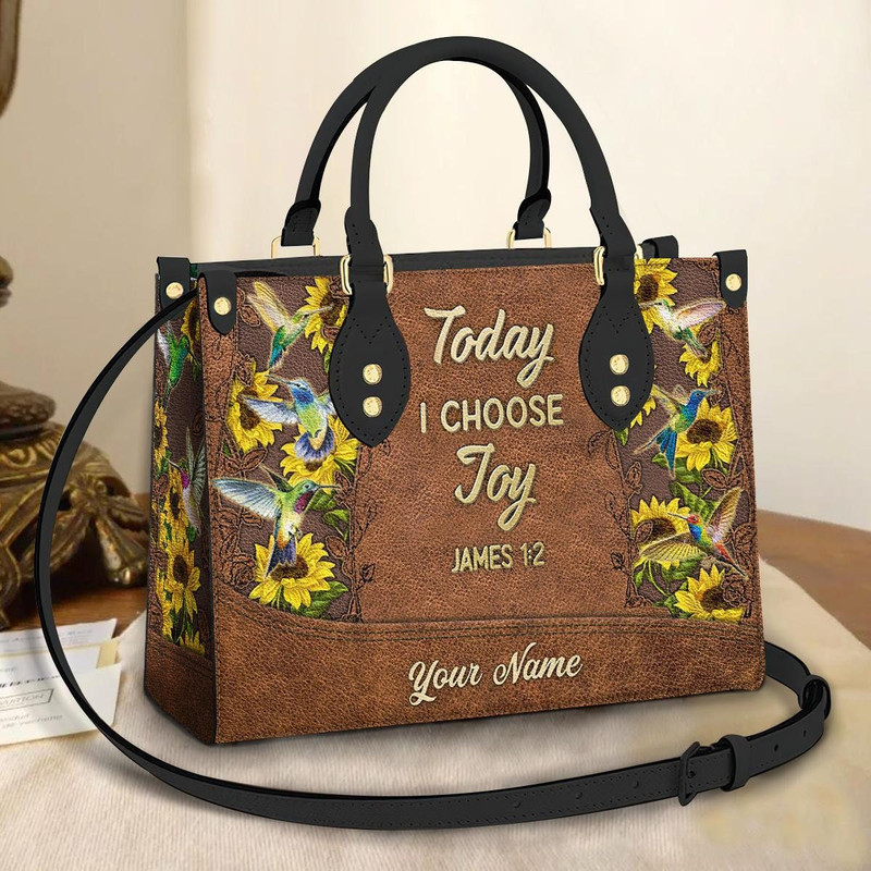Personalized Hummingbird Choose Joy Leather Bag, Crossbody Bag, Woman Shoulder Bag, Gift for girlfriend, Shopping Bag TD_TL140502Y.jpg