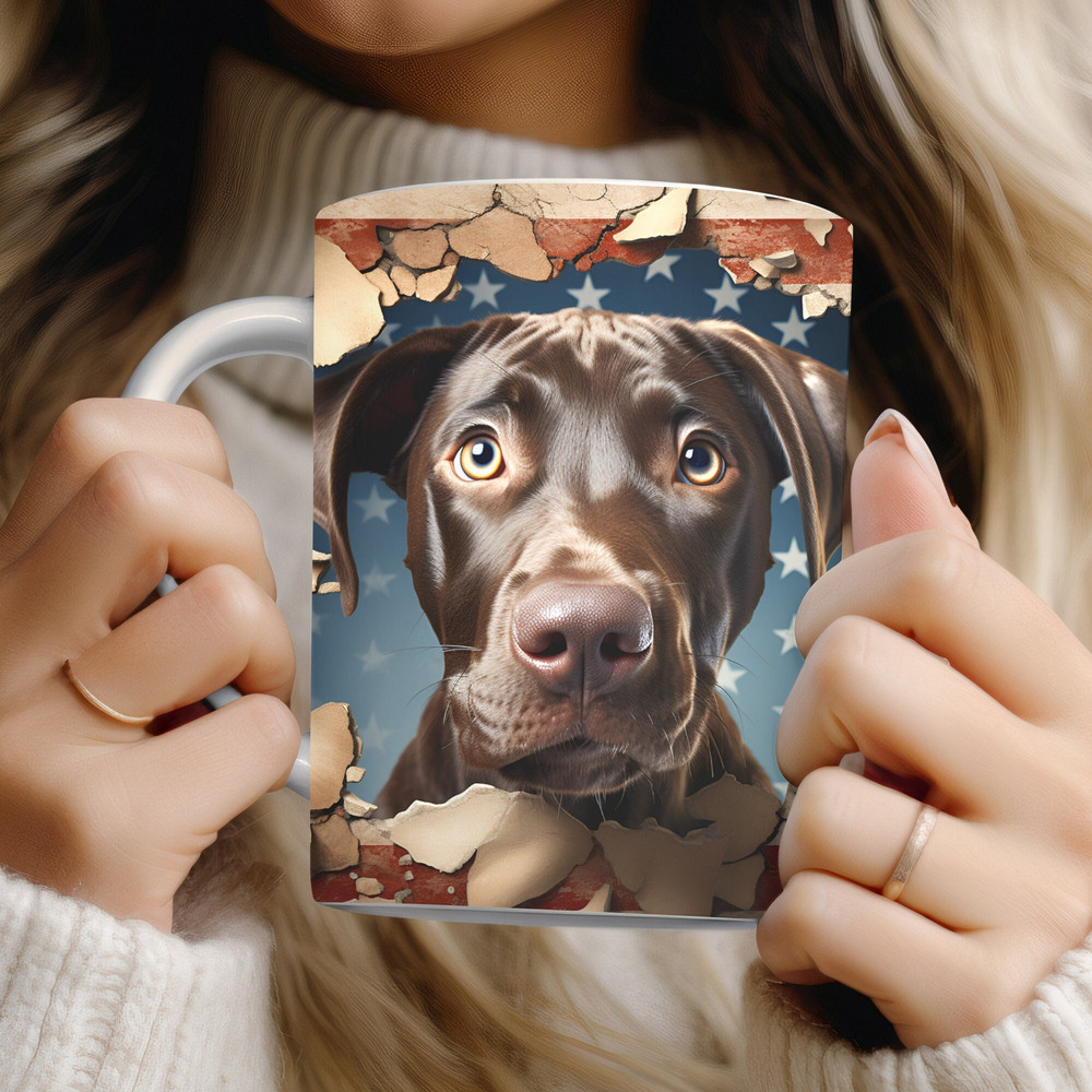 3D Great Dane Dog Mug, Hole in a Wall Mug, American Flag Mug, 11oz & 15oz Mug.jpg