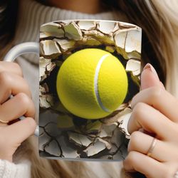3d tennis ball mug, hole in wall tennis player mug, 11oz & 15oz mug