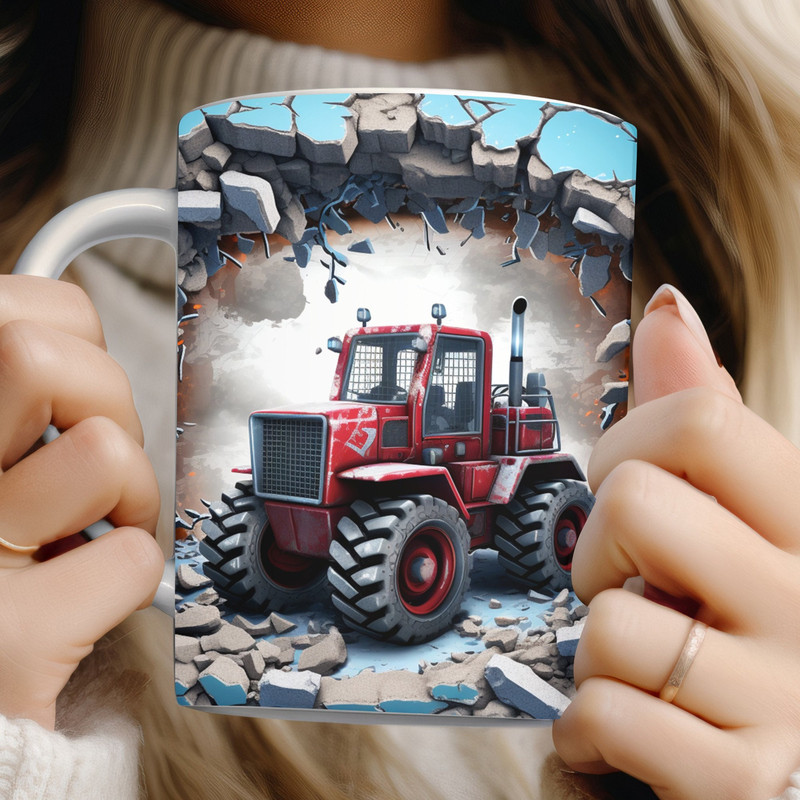 3D Tractor Hole in a Wall, Kids Mug Breakthrough, Design 11oz & 15oz Mug.jpg