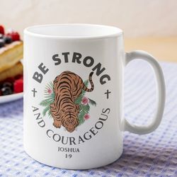 christian mug faith gift joshua 19 be strong and courageous trendy christian tea cup bible verse coffee mugs religious