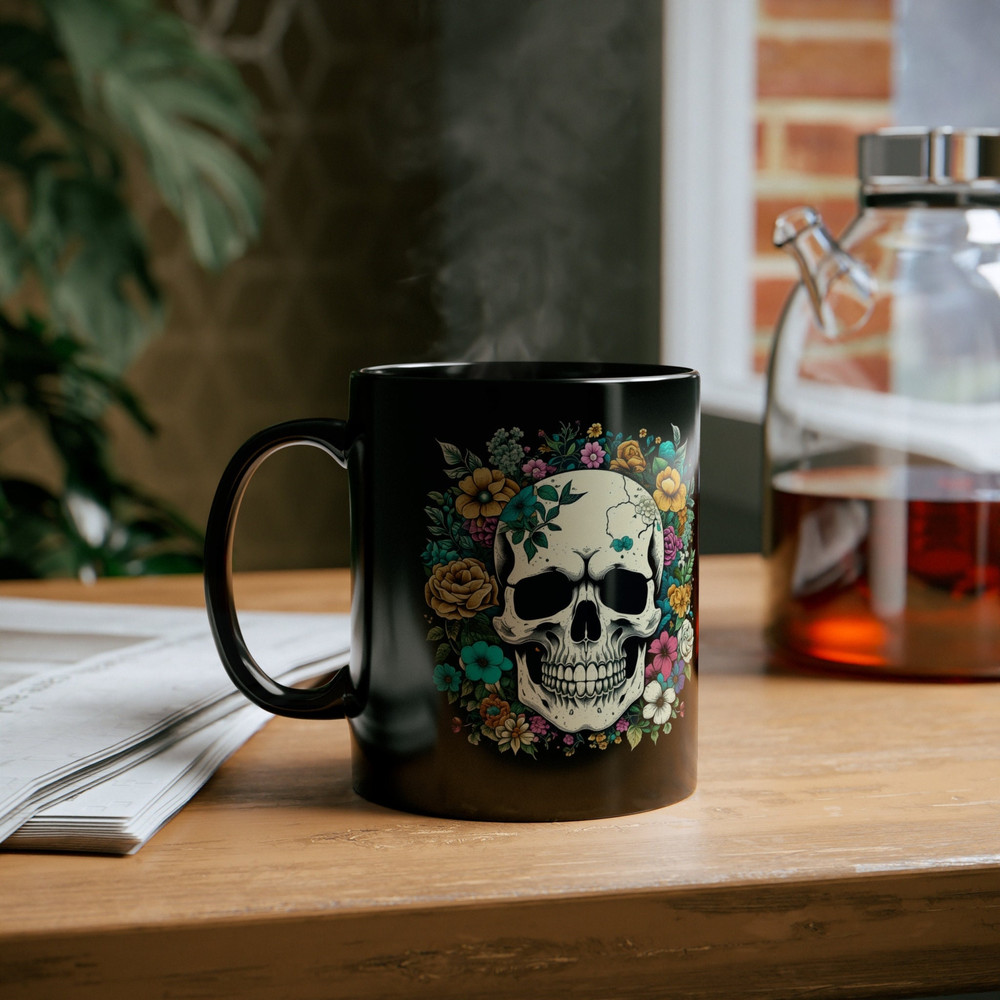 Whimsigoth Skull Floral Accent Coffee mug 11oz Black Coffee Mug Whimsigoth Skull Floral Aesthetic Mug Whimsigoth Mug Black Tea Mug Coffee.jpg