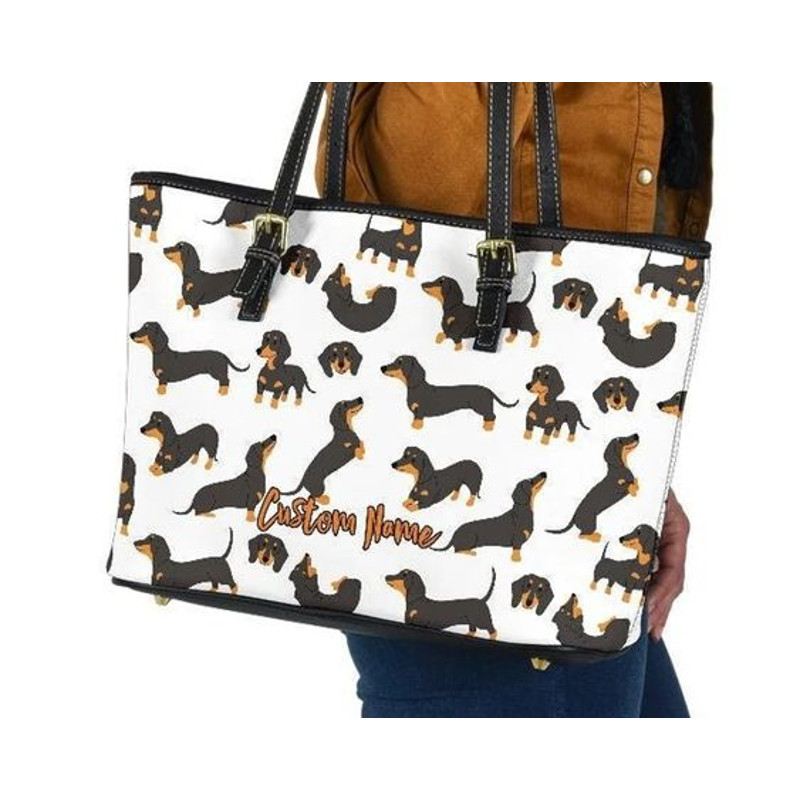 Dachshund dog mom owner leather handbag - shoulder tote bag Leather Tote Bag.jpg