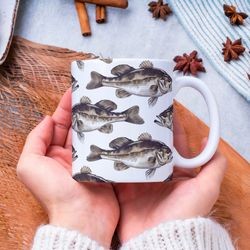 bass mug, fish lover gift, fishing coffee mug, fisherman gift, fathers day gift, gift for dad, fishing gift mug