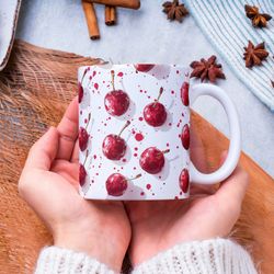 cherry mug, cherry lover gift, cherry coffee mug, fruit mug, gift for mom, mothers day gift, gift for her, red cherry