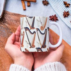 harp mug, harp lover mug, harp coffee mug, cute harp mug, musician mug, harp player gift, music teacher gift, harpist