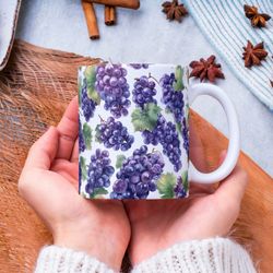 grape mug, grape lover gift, grape coffee mug, fruit mug, gardening lover mug, gift for her, wine lover mug, housewarmin