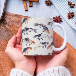 koi carp mug, fish lover gift, fishing coffee mug, fisherman gift, fathers day gift, gift for dad, fishing gift