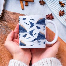 marlin fish mug, fish lover gift, fishing coffee mug, fisherman gift, fathers day gift, gift for dad, fishing gift