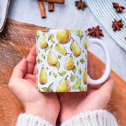 pear mug, pear lover gift, pear coffee mug, fruit mug, gift for her, gardening lover gift, gift for him, birthday gift