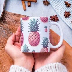 pink pineapple mug, pineapple lover mug, pineapple coffee mug, pineapple gift, fruit lover mug, summer mug, fruit mug