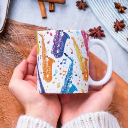 saxophone mug, saxophone lover mug, saxophone coffee mug, musician mug, saxophone player gift, music teacher gift