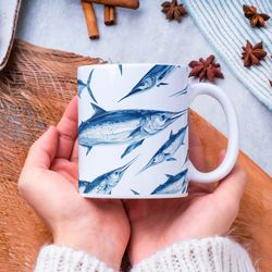 swordfish mug, fish lover gift, fishing coffee mug, fisherman gift, fathers day gift, gift for dad, fishing gift mug