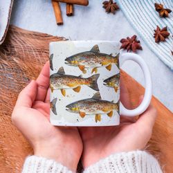 trout mug, fish lover gift, fishing coffee mug, fisherman gift, fathers day gift, gift for dad, fishing gift