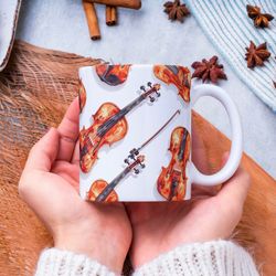 violin mug, violin lover mug, violin coffee mug, cute violin mug, musician mug, violin player gift, music teacher gift