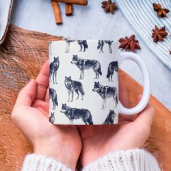 wolf mug, wolf lover gift, gift for him, gift for her, christmas gift, animal mug, camping mug, wolf coffee mug
