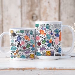 healing crystal mineral mug, celestial coffee mug, witchcraft mug, dark academia mug, mystical mug, witchy gift