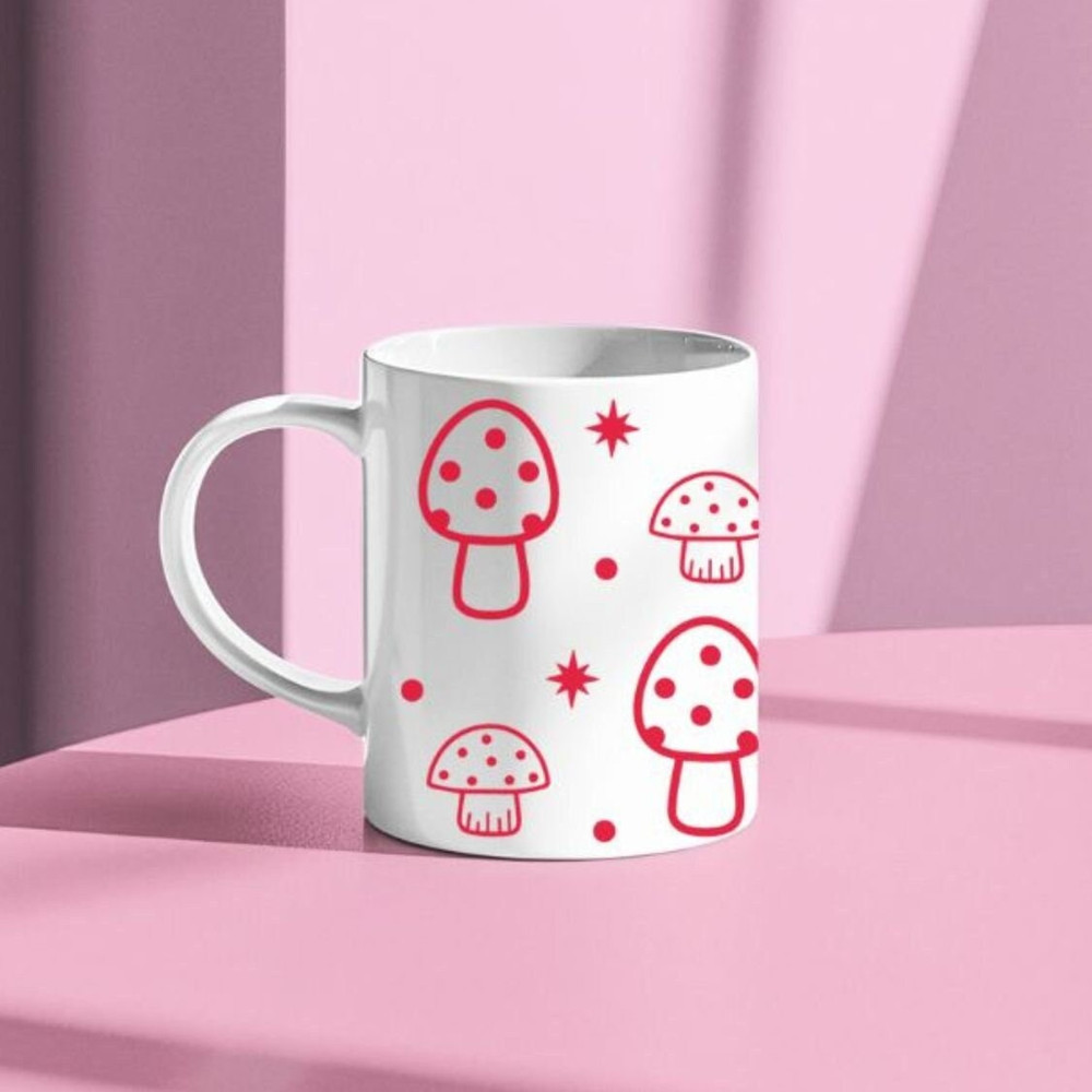 Mushroom Mug, Cottagecore Mug, Magic Mushrooms, Frog and Toad, Red Mushroom Mug, Vintage Inspired Design, Kawaii Mug 1.jpg