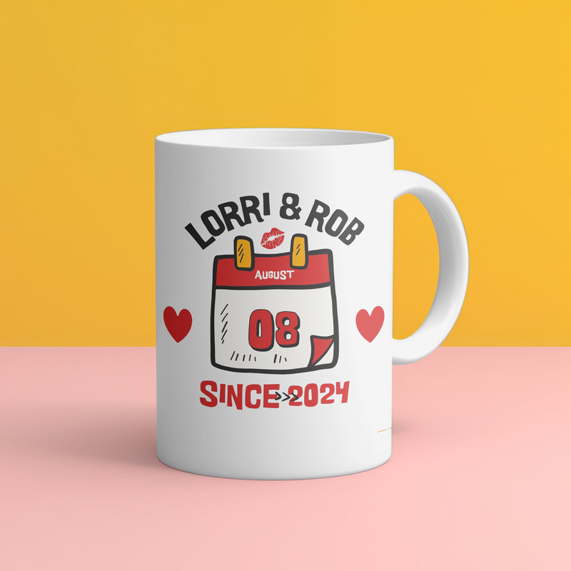 Personalized anniversary mug wedding anniversary gift calendar mug for couple engagement gift newlywed mug set wedding gift wedding date mug.jpg