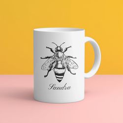 personalized bee mug, honey bee gift honey bee lover gift bee custom name mug, beekeeper gift honeybee mug, bee garden g