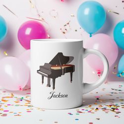 personalized grand piano mug, pianist gift piano lover gift piano teacher appreciation gift piano club piano student bir