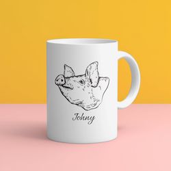 personalized pig mug, pig gift farm mug, piggy lover gift pig fram gift pig custom mug, rustic piggy gift farm animal mu