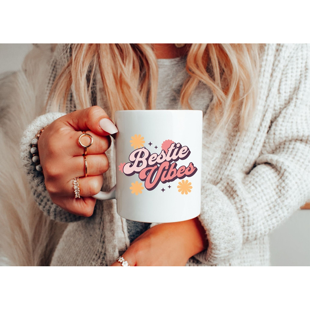 Best Friend Gift, Ceramic Mug 11oz, Bestie Vibes Retro Coffee Mug, Best Friend Friendship Mug, Friend Birthday Gift, Matching Friend Mugs.jpg