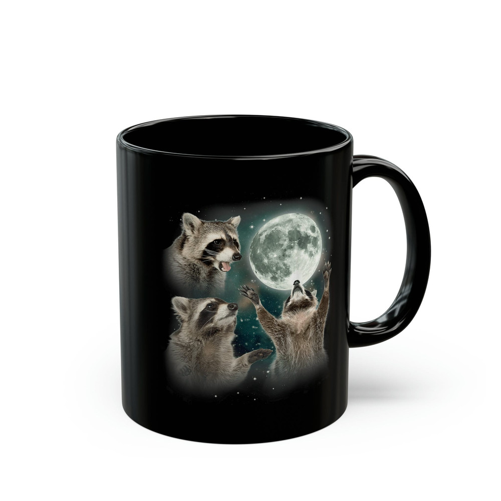 Black Mug 11oz, Raccoons Howling at the Moon Mug, Raccoon Lover Coffee Mug, Moon Lover Gift, Funny Racoon Meme Coffee Lover Gift Mug.jpg
