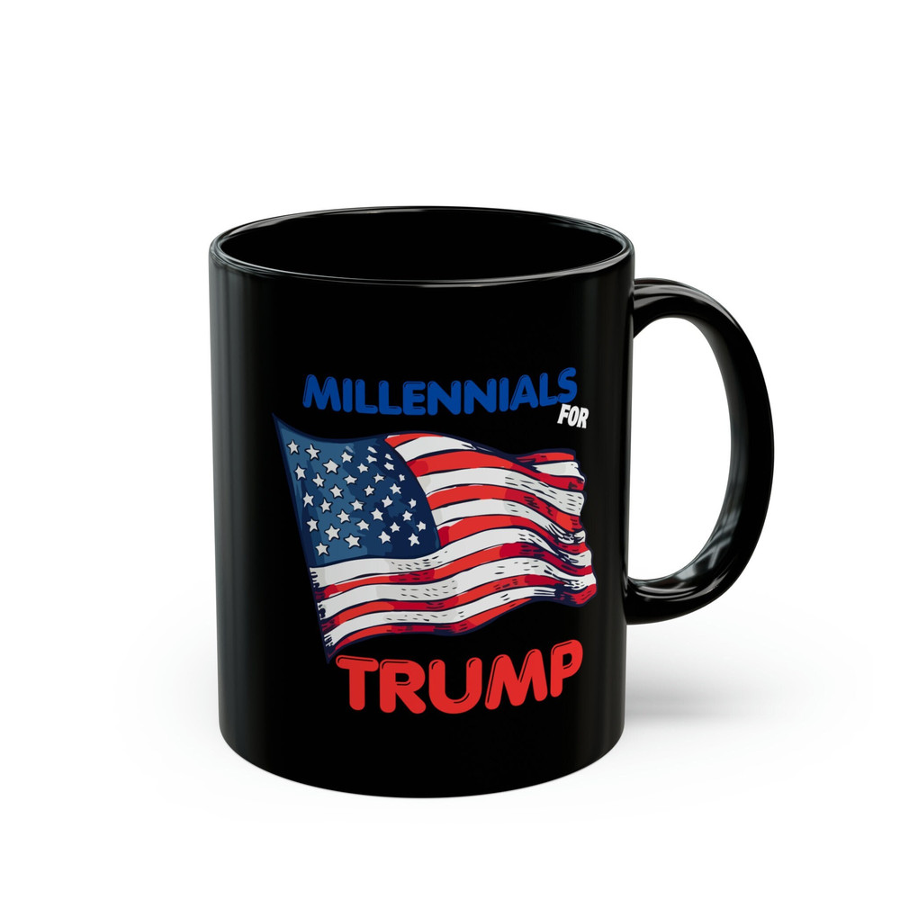 Millennials For Trump Black Mug (11oz), Trump 2024 Coffee Mug..jpg