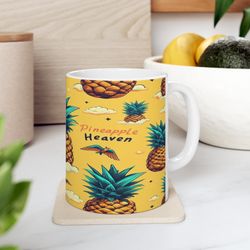 yellow pineapple heaven pattern ceramic mug 11oz