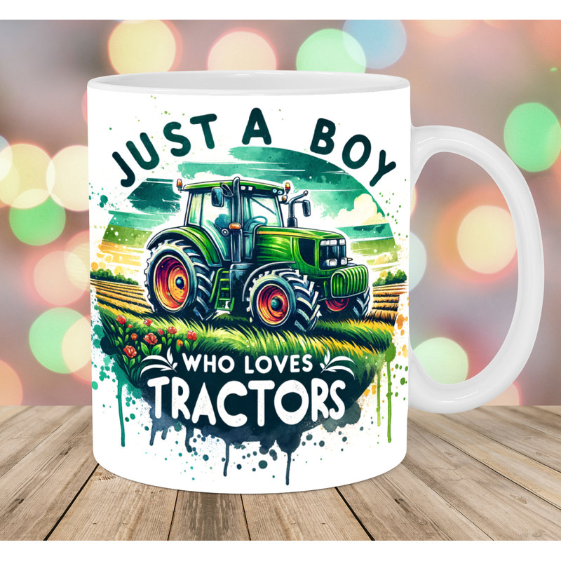 Just A Boy Who Loves Tractors 11oz & 15oz Mug Template, Mug Sublimation Design, Farm Mug Wrap Template, Instant Digital Download PNG.jpg