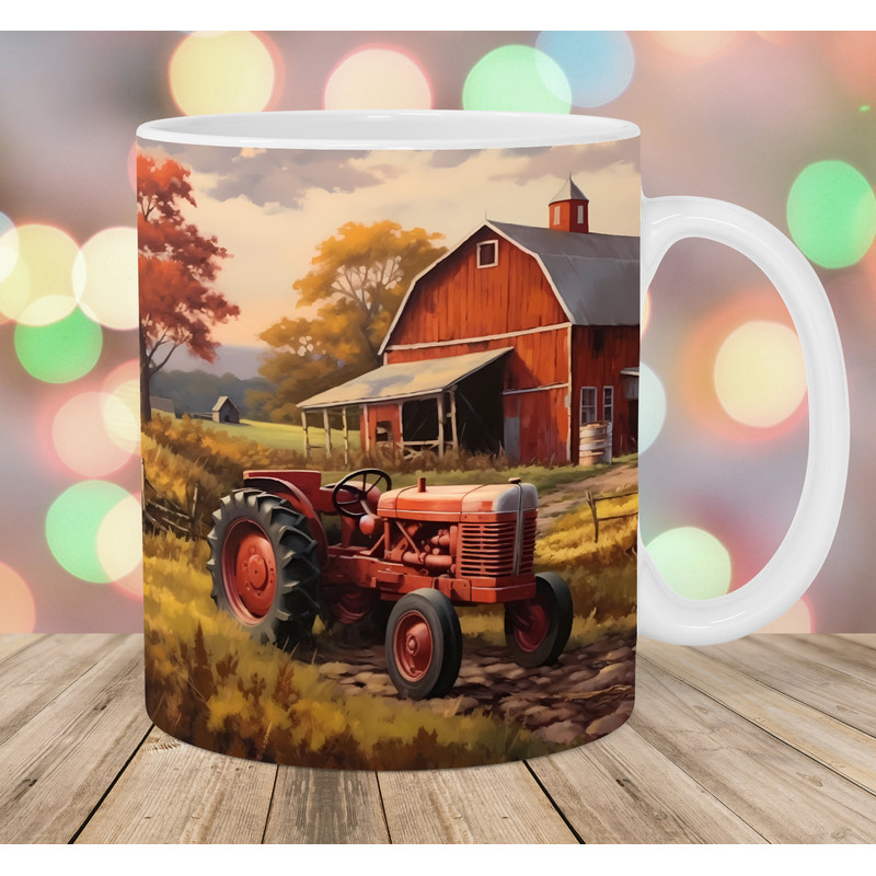 Red Tractor 11oz And 15oz Mug Template, Mug Sublimation Design, Country Landscape Mug Wrap Template, Instant Digital Download PNG.jpg