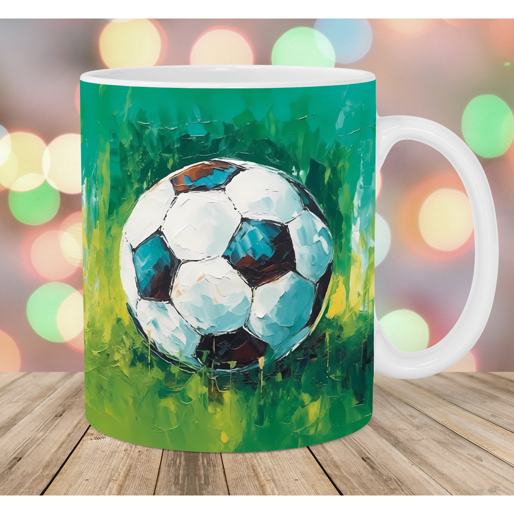 Soccer Ball Mug Wrap, 11oz & 15oz Mug Template, Mug Sublimation Design, Green Mug Wrap Template, Instant Digital Download PNG.jpg