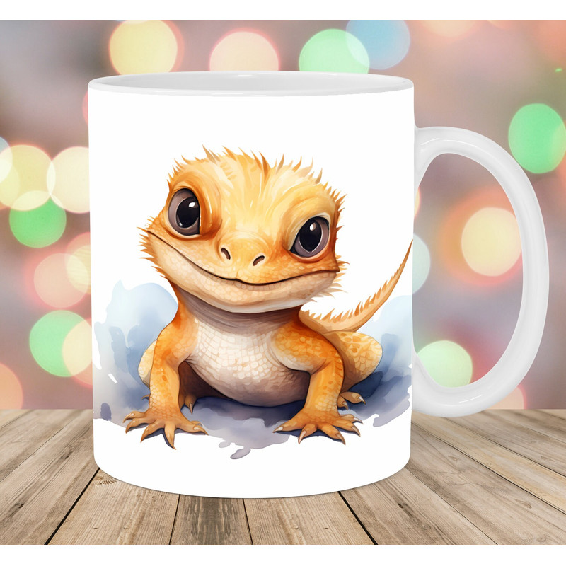 Watercolor Bearded Dragon Mug Wrap, 11oz & 15oz Mug Template, Mug Sublimation Design, Lizard Mug Wrap Template, Instant Digital Download PNG.jpg