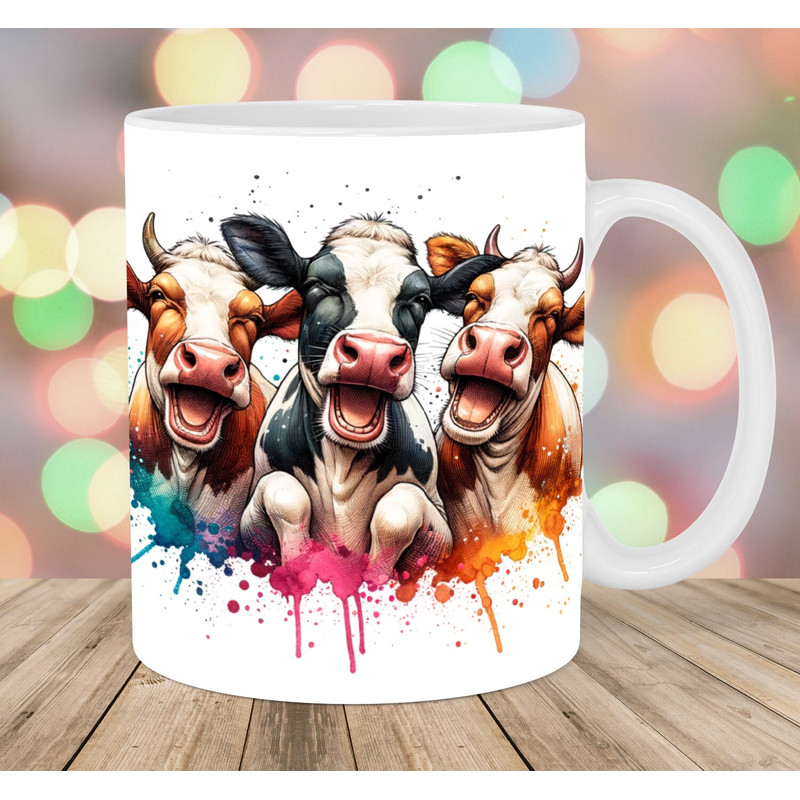 Watercolor Funny Cows Mug Wrap, 11oz & 15oz Mug Template, Mug Sublimation Design, Mug Wrap Template, Instant Digital Download PNG.jpg
