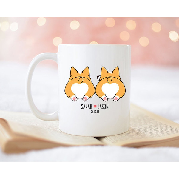 Corgi Butt Mug, Personalized Coffee Mug for couple, Custom Name Mug, Wedding Engagement Gifts, Newlywed Valentine Gift for Husband Wife.jpg
