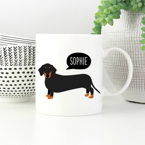 Dachshund Mug, Wiener Dog Personalized Name Coffee Mug, Custom Dog Mug, Pet Coffee Mugs, Dog Lover Gift 11oz 15oz Coffee Mug Cup, Glass.jpg
