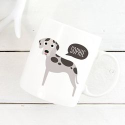 Great Dane Mug, Personalized Name Coffee Mug, Custom Dog Mug