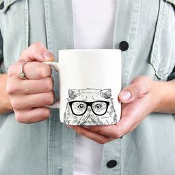 Persian Cat Mug, Cat Coffee Mugs, Hipster Nerdy Cat Mom Cat Dad Coffee Mug 15 oz 11 oz