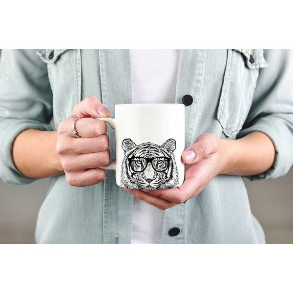 Tiger Mug, Safari Animal Lovers Coffee Mugs, Hipster Nerdy Wild Life Coffee Mug 15 oz 11 oz, Tiger Lovers Gifts Cup Mug, Glass.jpg