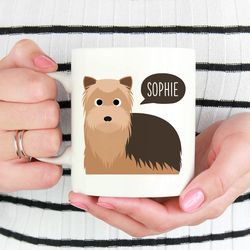 Yorkshire Terrier Yorkie Mug, Personalized Name Coffee Mug, Custom Dog Mug