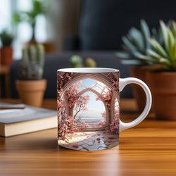 enchanting 3d owl perched on a branch against a stained glass mug, 11oz  15oz coffee cups