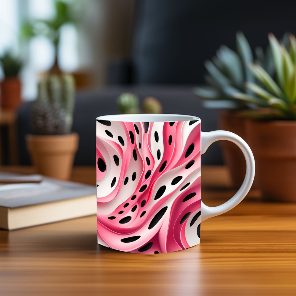 Playful 3D Inflated Slime Pink and White Mug Wrap Design, For Slime Lover's- Sublimation Print PNG 11oz & 15oz Coffee Cups, Instant Download-1.jpg